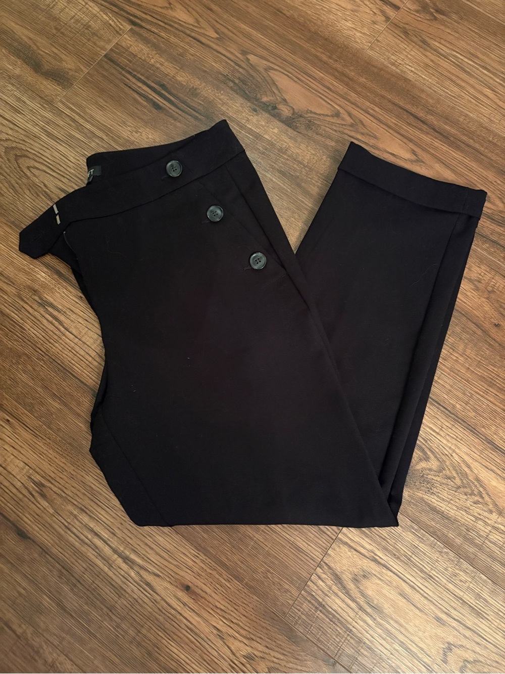 LOFT Black High-Waist Button Front Pants